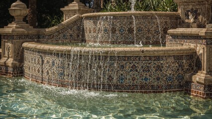 Gorgeous fountain showcasing elaborate tile designs