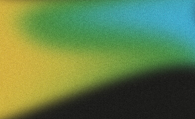 Grainy gradient background with yellow green blue and black tones, abstract noise texture and glowing design