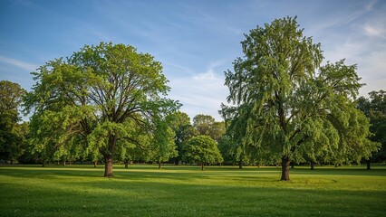 Lush verdant trees within a garden setting