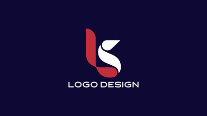 Elegant LS monogram logo design in stylish red and white over a dark background, perfect for corporate identity, branding templates, and professional marketing purposes.