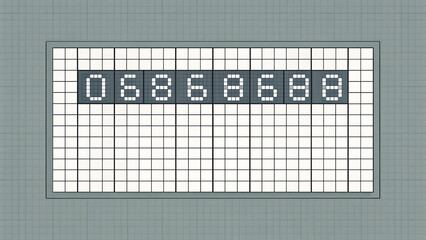 Digital scoreboard with numbers 06868688 on a grid full hd 4k stock image download background