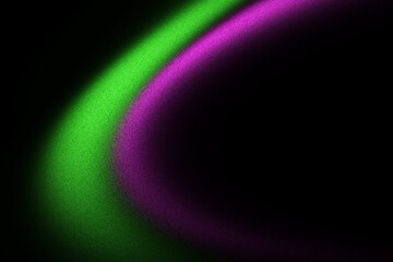 Dark black backdrop with grainy purple green gradient and glowing abstract shape, smooth blurred design banner