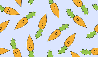 Cute carrot vegetables pattern background vector design