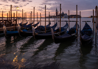Fototapeta premium Amazing sunrise on the Grand Canal in Venice.The Church San Giorgio Maggiore on the background