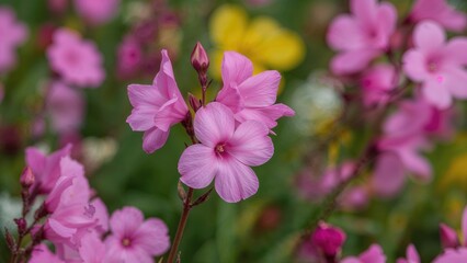 Fototapeta premium Detailed view of tender pink flowers ideal for garden decoration