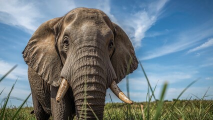 Obraz premium Close-up portrait of an elephant in the wild