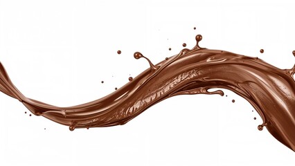 Melted chocolate pouring over a white backdrop