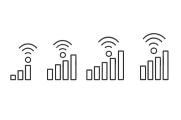 Signal strength icons showing increasing connectivity levels for wireless networks in a simple design