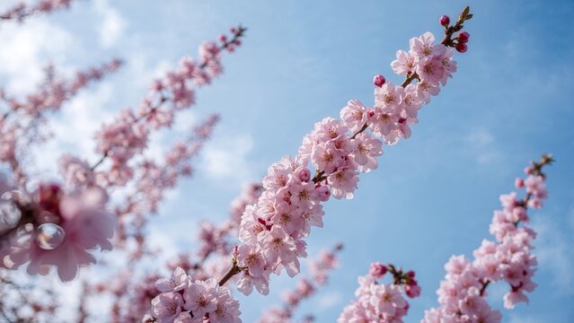 Seasonal blossom of pink flowers