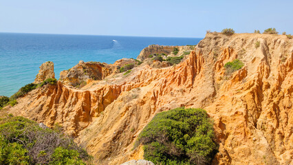 Algarve Landscape, Portugal. A view of a cliffs near Lagos City.