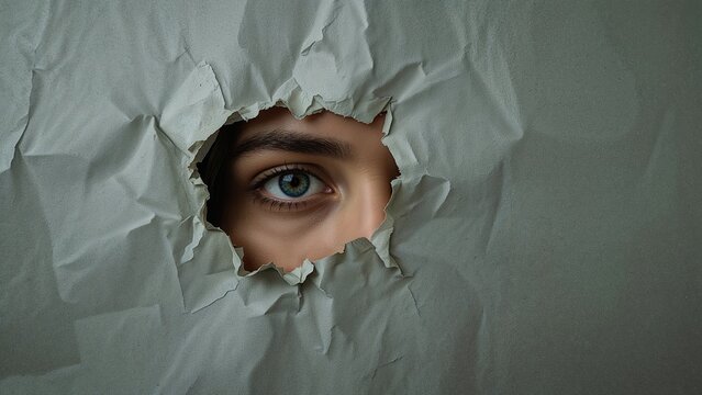 Eyes gazing through an opening