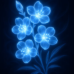 Obraz premium Delicate Neon Jacob's Ladder Flower with Glowing Outline
