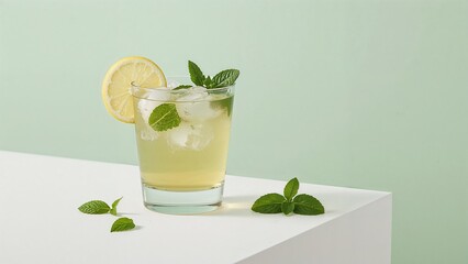 Iced green tea infused with lemon and fresh mint