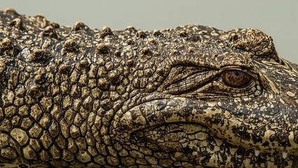 Obraz premium Green-hued bone skin texture of a freshwater crocodile