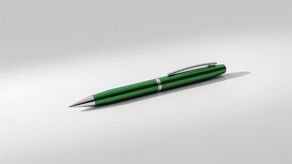 Green ink pen placed on a plain white surface