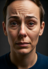 A raw emotional portrait of distress and sadness ideal for conveying profound human struggle and vulnerability in sensitive visual narratives and artistic projects.