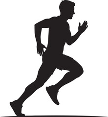 Silhouette of a man jogging, running, or sprinting. Vector illustration.