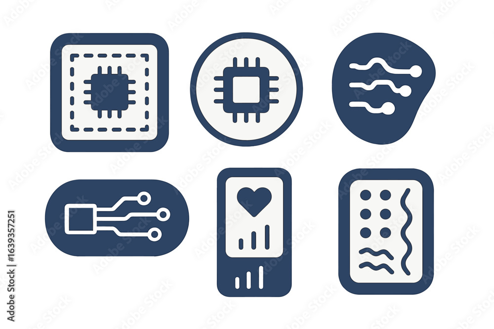 Poster Abstract design of circuit patterns and microchips illustrating technology and innovation in digital devices