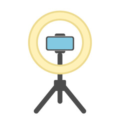 Selfie ring light flat icon vector illustration isolated on white background