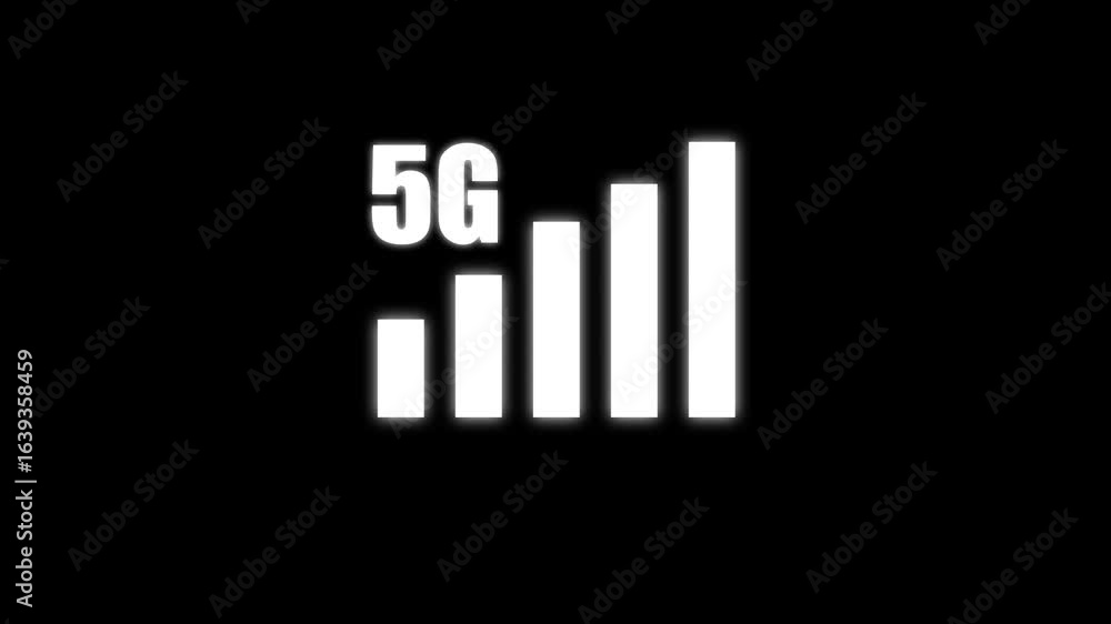 Poster 5g network speed signal network connectivity on mobile device. first network the word. with black ba