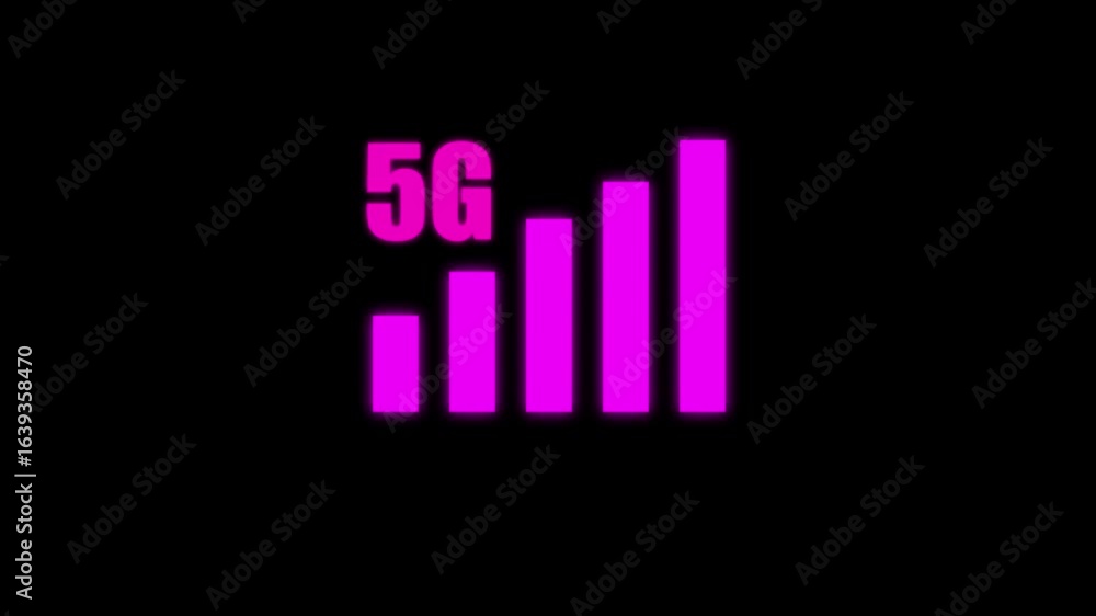 Poster 5g network speed signal network connectivity on mobile device. first network the word. with black ba