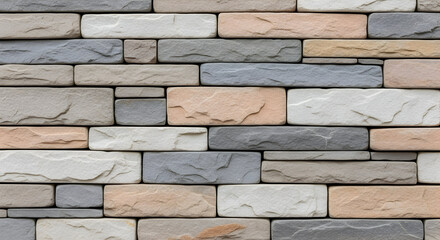 Multicolored stone brick wall texture background design element for construction architecture home decor renovation project modern rustic style building facade seamless pattern