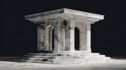 Obraz premium Marble Structure with Arches on Steps Against Dark Background