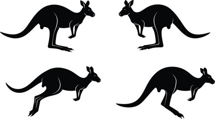 Kangaroo silhouette vector illustration, wildlife animal graphic, Australian fauna drawing, flat cad style, Adobe Stock image, SEO optimized content