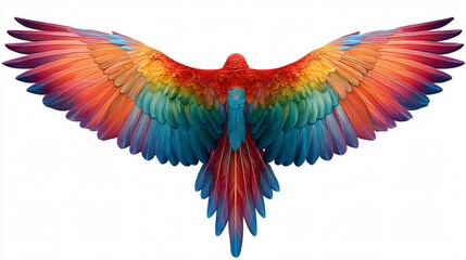 Obraz premium Vibrant Abstract Colorful Parrot Wings Rainbow Isolated Image