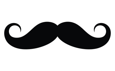 Handlebar Mustache Vector &ndash; Retro Facial Hair Silhouette, Minimalist Black Grooming Icon Illustration