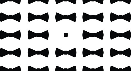 Seamless pattern with black bow ties, tuxedo accessory, gentlemen fashion, men's clothing element, formal wear background, repeating vector icon.