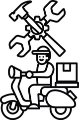 A man is riding a motorcycle with a box on the back