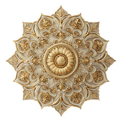 Ornate Golden Floral Ceiling Medallion.