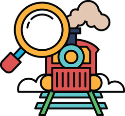 A train with a magnifying glass on it