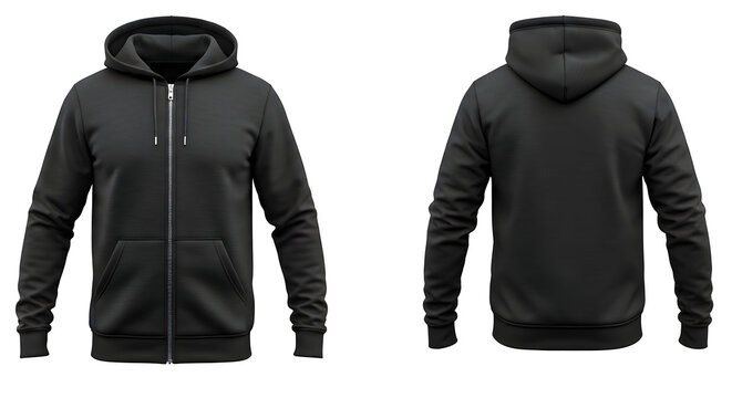 A versatile black full zip hoodie mock up perfect for showcasing your apparel designs and product lines. This blank canvas is ideal for customizing with logos text or graphics for your next project