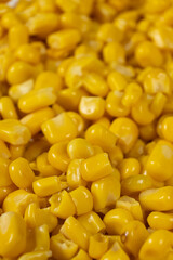 Bright Sweet Canned Corn Kernels Macro.