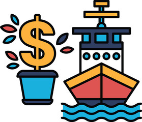 A dollar sign is next to a plant in a pot