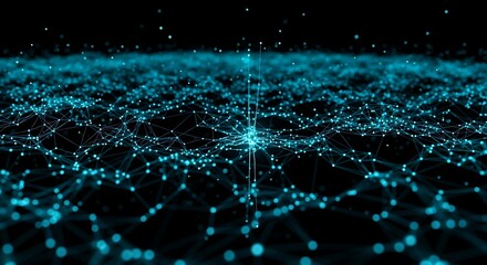 Dynamic digital network visualization with glowing nodes and connections, representing global data flow and connectivity