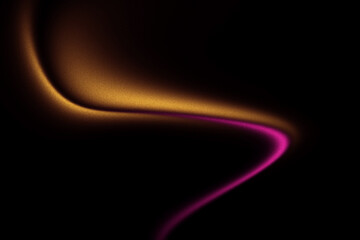 Black grainy background with orange yellow glowing gradient texture, pink shape wave design poster...