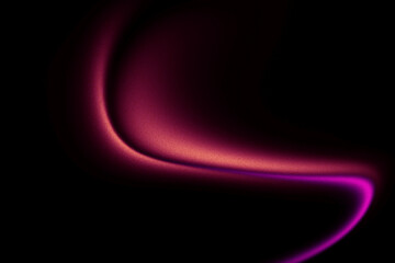 Red and pink glowing shape on black grainy background, vibrant gradient texture with noise effect...