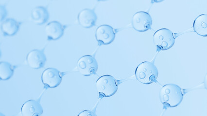 Abstract Molecule and Atom Structure Model - Science, Medical Background, Skincare Technology, and Cosmetic Innovation. 3d rendering.