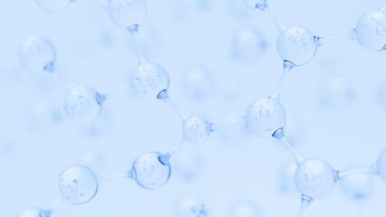 Abstract Molecule and Atom Structure Model - Science, Medical Background, Skincare Technology, and Cosmetic Innovation. 3d rendering.