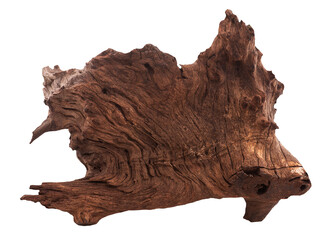 Model of wooden logs for decorating the garden and and fish tank isolated on a white background...