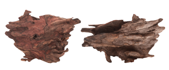 Model of wooden logs for decorating the garden and and fish tank isolated on a white background with cliping path.