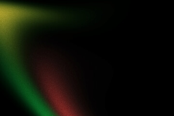 Green yellow red glowing gradient on black background, grainy blurred texture with abstract dark poster layout