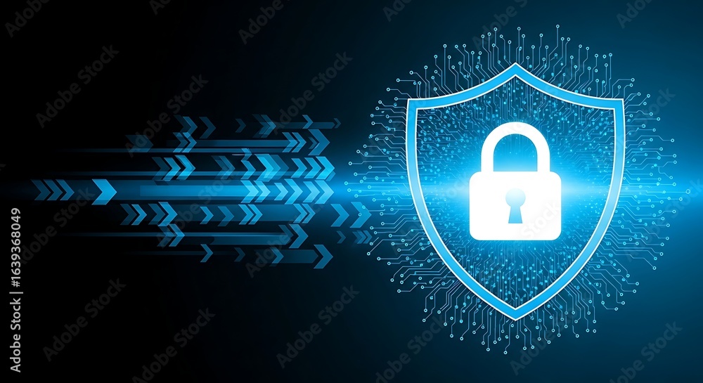 Poster secure your digital world with this dynamic cyber security shield and data protection graphic