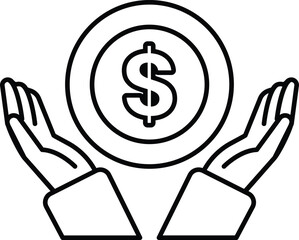 A black and white image of two hands holding a dollar sign
