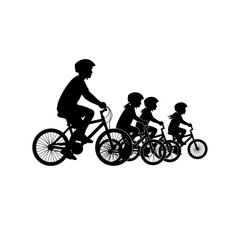 Fototapeta premium Kids Riding Bicycles Together - Friendship and Fun Icon