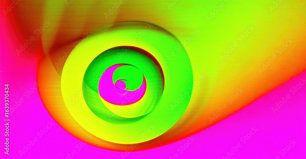 Poster bright spiral design. vivid colors blend, creating dynamic visual effect. concentric circles radiate