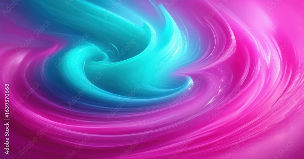 Poster abstract swirls, vibrant pinks, blues blend. dynamic flow creates mesmerizing visual effect. smooth 